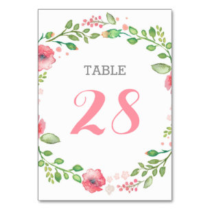Wasserfarbene Blume Wreath Niedlich Elegante Hochz Tischnummer