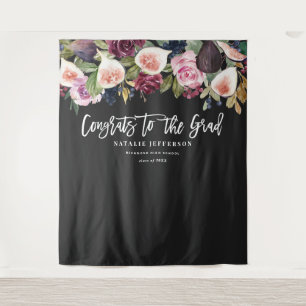 Wasserfarbene Blumen-Absolventen-Gratulationbanner Wandteppich