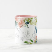 Wasserfarbene Blumen elegant elegante Marine mit M Tasse (Zentrum)