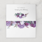 Wasserfarbene Blumen Elegante Hochzeit Platzkarte (Außenseite Aufgefaltet)