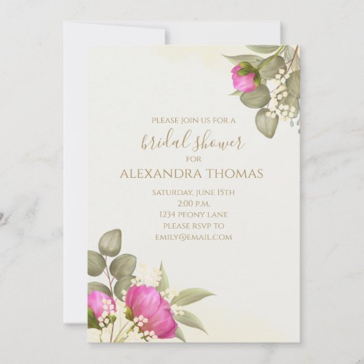 Wasserfarbene Blumen Elegantes Brautparty Einladung (Vorderseite)