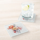 Wasserfarbene Blumen: "Meine Küche"-Untersetzer Glasuntersetzer (Schrägansicht)