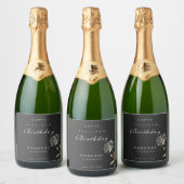 Wasserfarbene Blumen Moderne Kunst, Dichtung und M Schaumweinetikett (Flaschen)