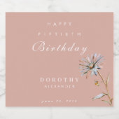 Wasserfarbene Blumen Moderne Kunst, Dichtung und M Schaumweinetikett (Einzelnes Label)