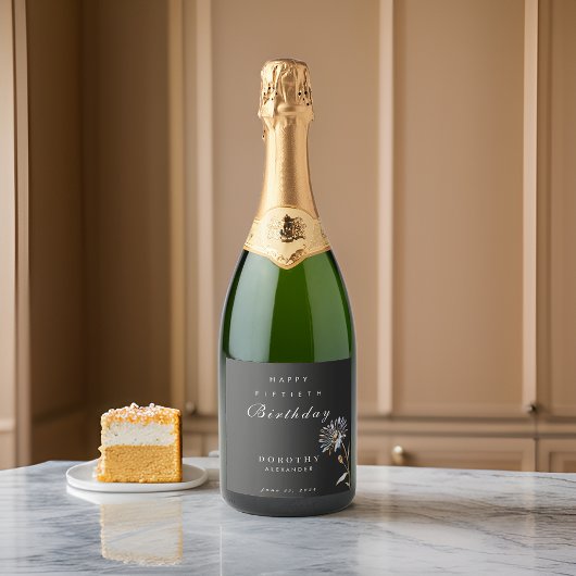 Wasserfarbene Blumen Moderne Kunst, Dichtung und M Schaumweinetikett