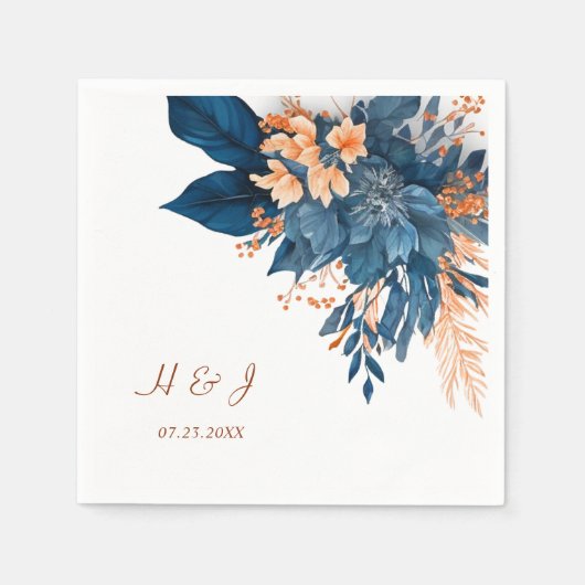 Wasserfarbene Blumen Moderne Rustikale Hochzeit Serviette (Vorderseite)