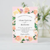 Wasserfarbene Blumen Rosa Rosa Goldhochzeit Einladung (Stehend Vorderseite)