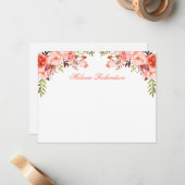 Wasserfarbene Blumenkoralle Personalisiert Mitteilungskarte (Vorderseite/Rückseite Beispiel)