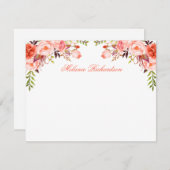 Wasserfarbene Blumenkoralle Personalisiert Mitteilungskarte (Vorne/Hinten)