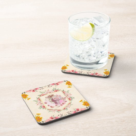 Wasserfarbene Blumenkunst, Lady of Spring Getränkeuntersetzer (Rechte Seite)