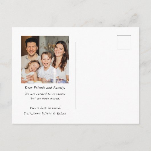 Wasserfarbene Blumenmoore Moved New Zuhause Foto M Ankündigungspostkarte (Rückseite)