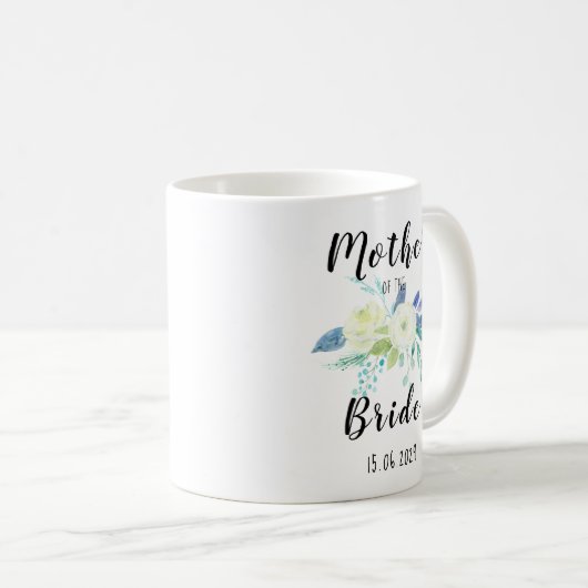 Wasserfarbene Blumenmutter der Braut Personalisier Kaffeetasse (VorderseiteRechts)