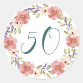 Wasserfarbene Blumenrinnen - Maßgeschneidertes Alt Runder Aufkleber (Vorderseite)