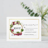 Wasserfarbene Blumentrauben Trauben Hochzeit RSVP Karte (Stehend Vorderseite)