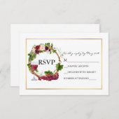 Wasserfarbene Blumentrauben Trauben Hochzeit RSVP Karte (Vorne/Hinten)