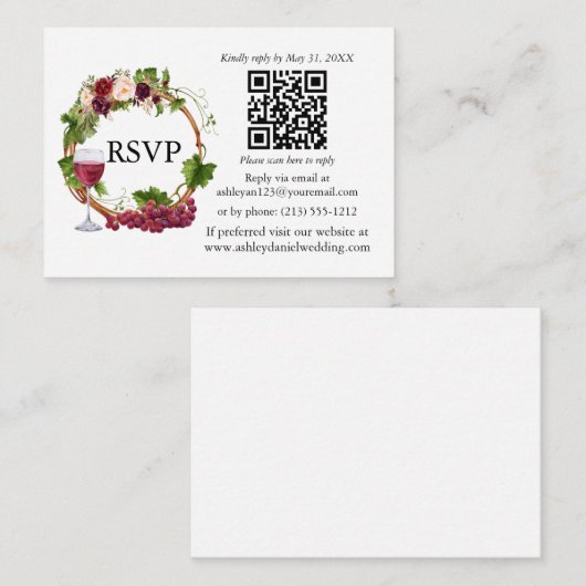 Wasserfarbene Blumentrauben Weintrauben UAWG QR Begleitkarte (Vorne/Hinten)