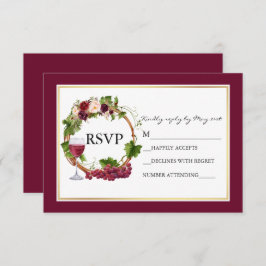 Wasserfarbene Blumentrauben Wreath Burgund Hochzei RSVP Karte