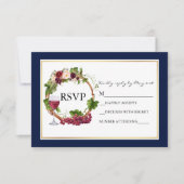 Wasserfarbene Blumentrauben Wreath Wedding Blue RSVP Karte (Vorderseite)