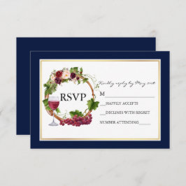 Wasserfarbene Blumentrauben Wreath Wedding Blue RSVP Karte