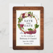 Wasserfarbene Blumentrauben Wreath Wood Save The Date (Vorderseite)