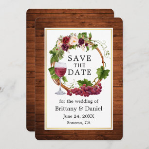 Wasserfarbene Blumentrauben Wreath Wood Save The Date