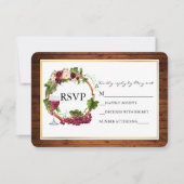 Wasserfarbene Blumentrauben Wreath Wood Wedding RSVP Karte (Vorderseite)