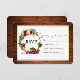 Wasserfarbene Blumentrauben Wreath Wood Wedding RSVP Karte