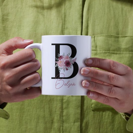 Wasserfarbene Blumenvase Tasse mit Buchstabe B