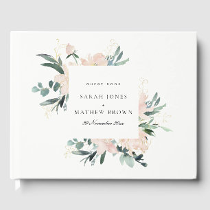 WASSERFARBENE BLUSH GOLD FLORAL FRAME WATERCOLOR W GÄSTEBUCH