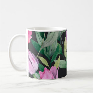 Wasserfarbene Blüten, nahtlos schönes Muster. Kaffeetasse