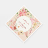 Wasserfarbene Blütencreme Name des Ehepaares Serviette (Ecke)