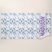 Wasserfarbene Blütenhose mit Schmetterlingen Strandtuch (Vorderseite)