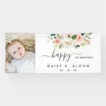 Wasserfarbene Blütenmädchen Foto Geburtstag