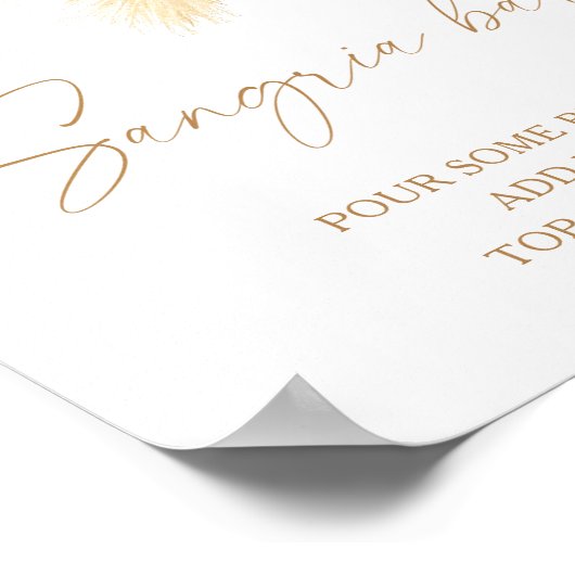 Wasserfarbene boho Blume - Sangria Bar Poster (Ecke)