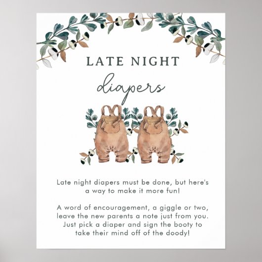 Wasserfarbene Boho Gender Neutral Twins Duschspiel Poster (Vorne)