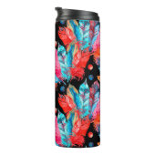 Wasserfarbene bunte Federn Muster Thermosbecher (Nach rechts gedreht)