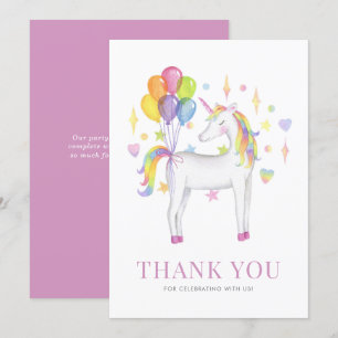 Wasserfarbene Bunte Regenbogen-Einhorn-Kindergebur Dankeskarte