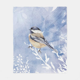 Wasserfarbene Chickadee Winter Bird of the World Fleecedecke