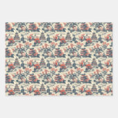 Wasserfarbene Chinoiserie Blaue China Burg Geschenkpapier Set (Vorderseite)