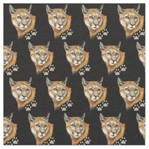 Wasserfarbene Cougar-Tracks Wilde Tierart Art Stoff
