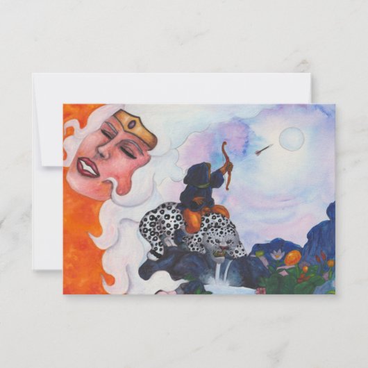 Wasserfarbene cupione reiten Katze Mutter Göttin T Dankeskarte (Vorderseite)