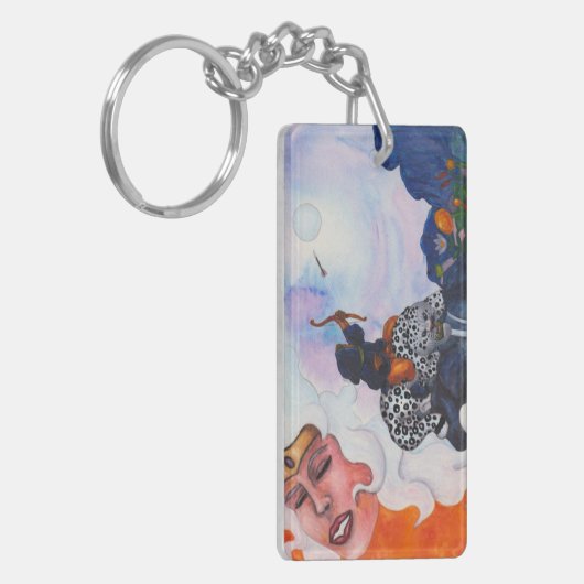 Wasserfarbene cupione reiten Katze Mutter Göttin T Schlüsselanhänger (Vorderseite links)