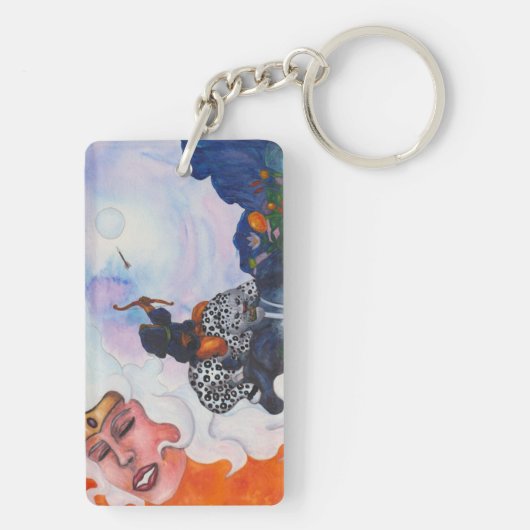 Wasserfarbene cupione reiten Katze Mutter Göttin T Schlüsselanhänger (Rückseite)