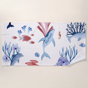 Wasserfarbene Delphine Wale Unterwasser Strandtuch