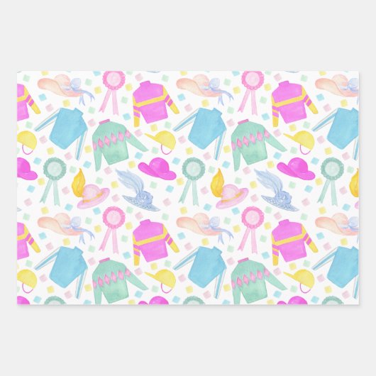 Wasserfarbene Derby Jerseys & Hats Geschenkpapier Set (Vorderseite 3)