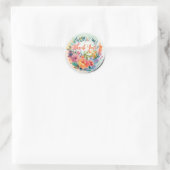 WASSERFARBENE DESIGN-BLUME "DANKE" RUNDER AUFKLEBER (Tasche)