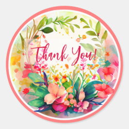 WASSERFARBENE DESIGN-BLUME "DANKE" RUNDER AUFKLEBER