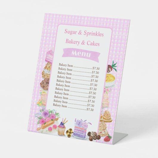 Wasserfarbene Desserts Rosa Preis Bäckerei - Parad Sockelschild (Vorderseite)