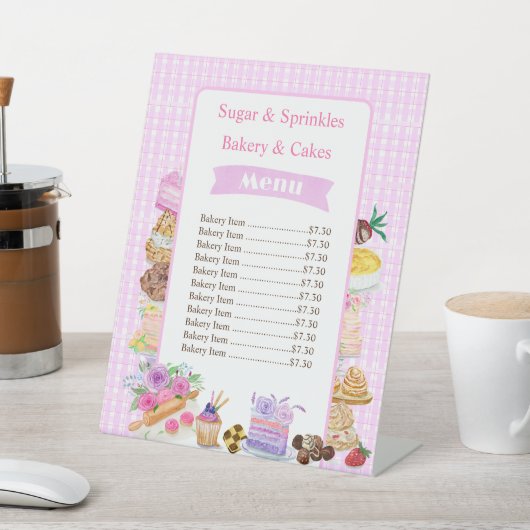 Wasserfarbene Desserts Rosa Preis Bäckerei - Parad Sockelschild (In SItu)