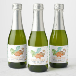 Wasserfarbene Dinosaurier Kinderdusche Sparkling Schaumweinetikett